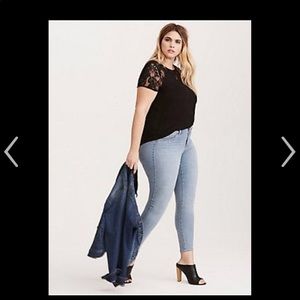 Torrid Size 2 Black Lace Inset Tee